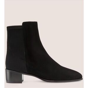 Stuart Weitzman Suede Black City Block Square-Toe 45 Ankle NWOT